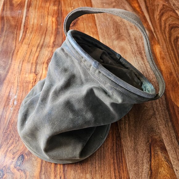 WWII US Army Deck Military Canvas Water Bucket Tool Carrier Gear Bag WW2 Vintage - Picture 1 of 4